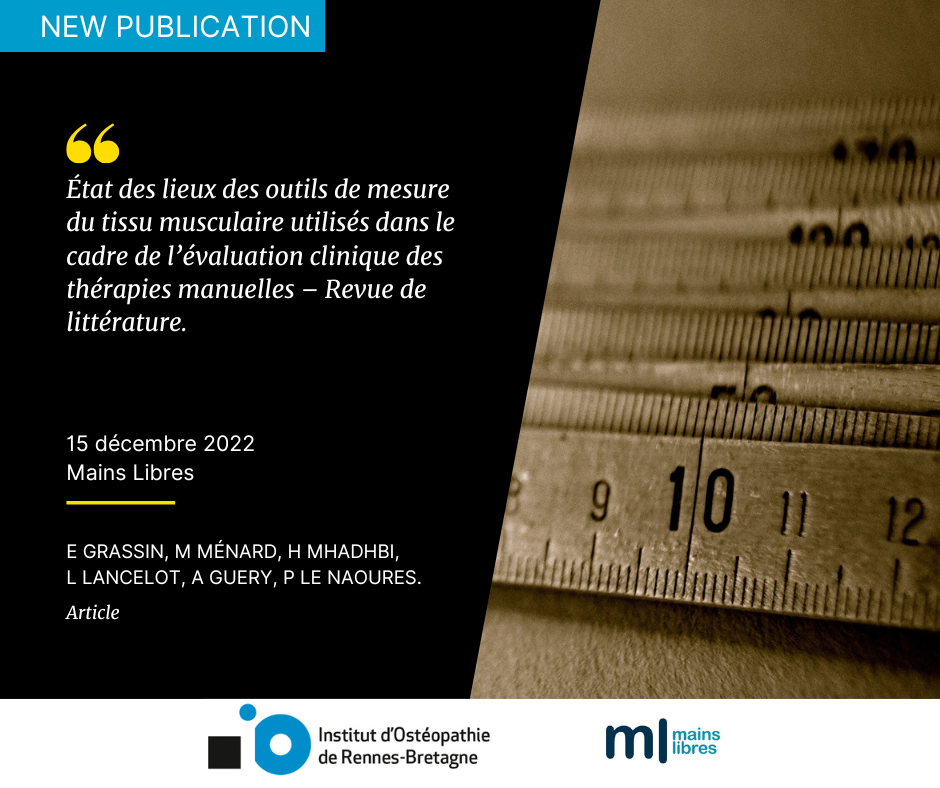 Etat des lieux des outils de mesure du tissu musculaire utilisés dans l’évaluation des thérapies manuelles – Revue de Littérature.