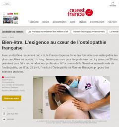 L'IO-RB dans la presse : L’exigence au cœur de l’ostéopathie française - Ouest-France