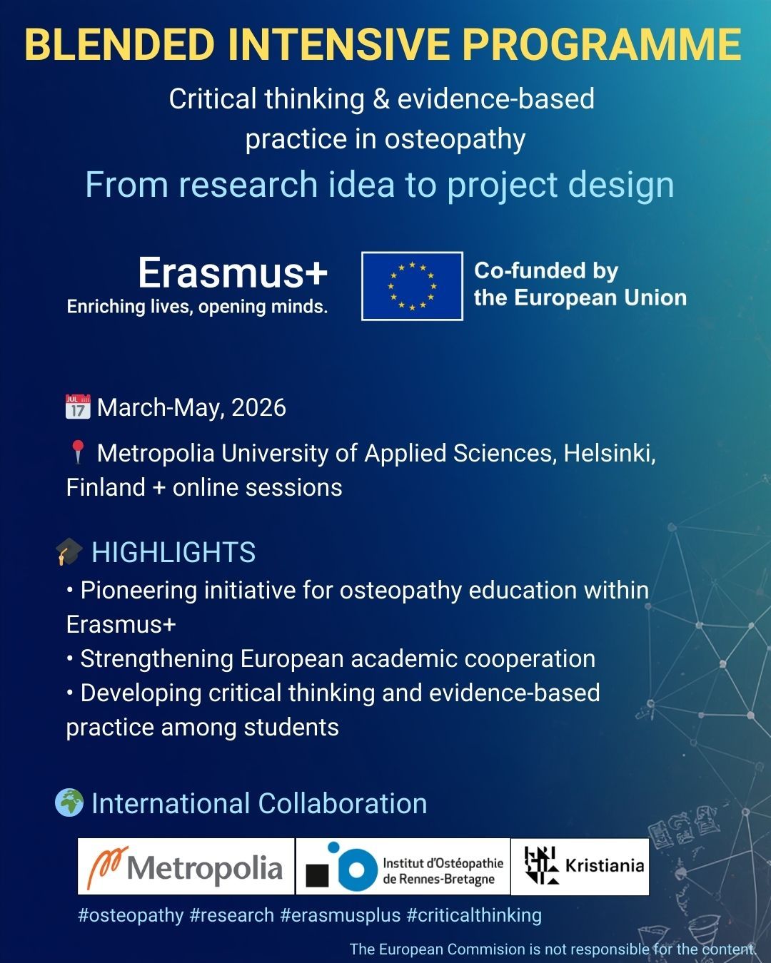 Blended Intensive Programme (BIP) en ost&eacute;opathie